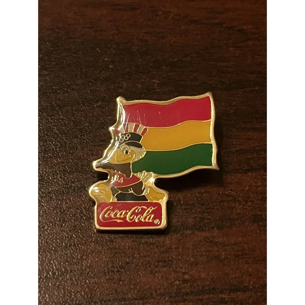 Vintage 1984 Los Angeles Olympics Coca Cola Sam Eagle Bolivia‎ Flag Lapel Pin