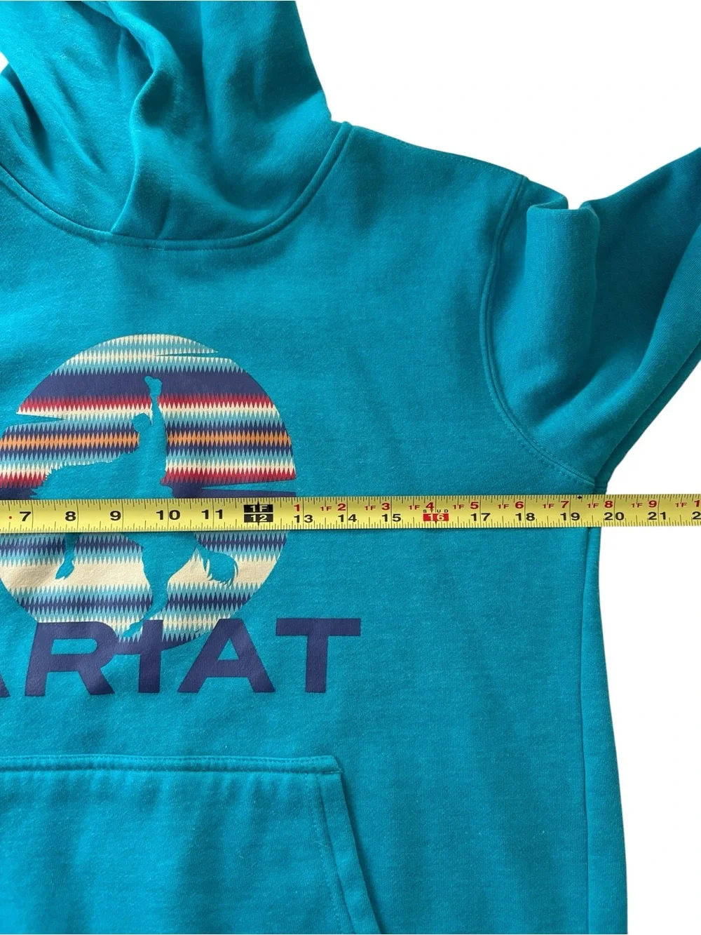 Ariat Boys In Motion Tile Blue Bronco Graphic Hoodie Size L 14/16