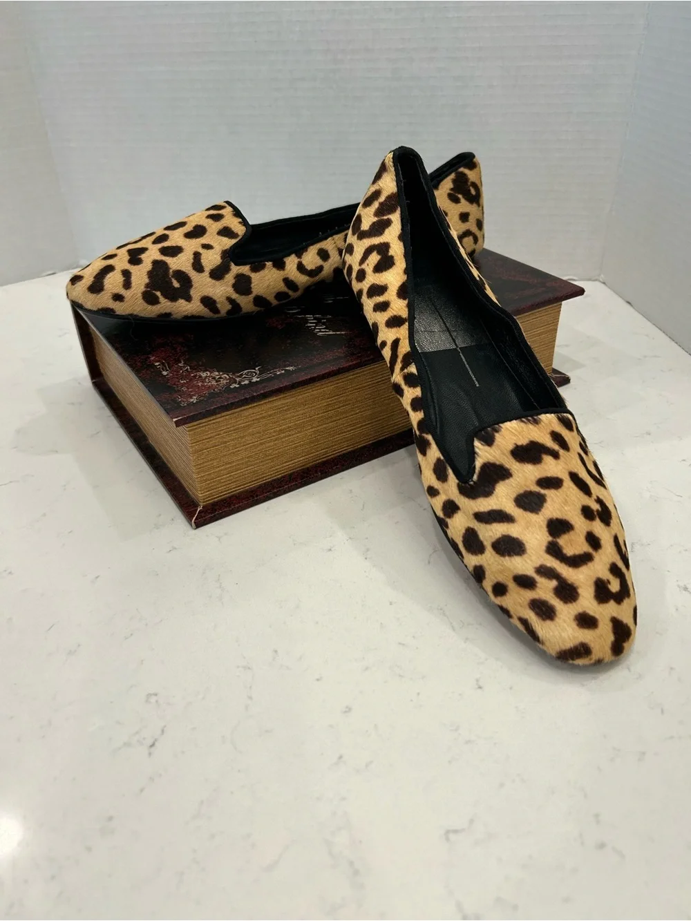 Dolce Vita Leopard Print Slip-On Loafers in Tan and Black