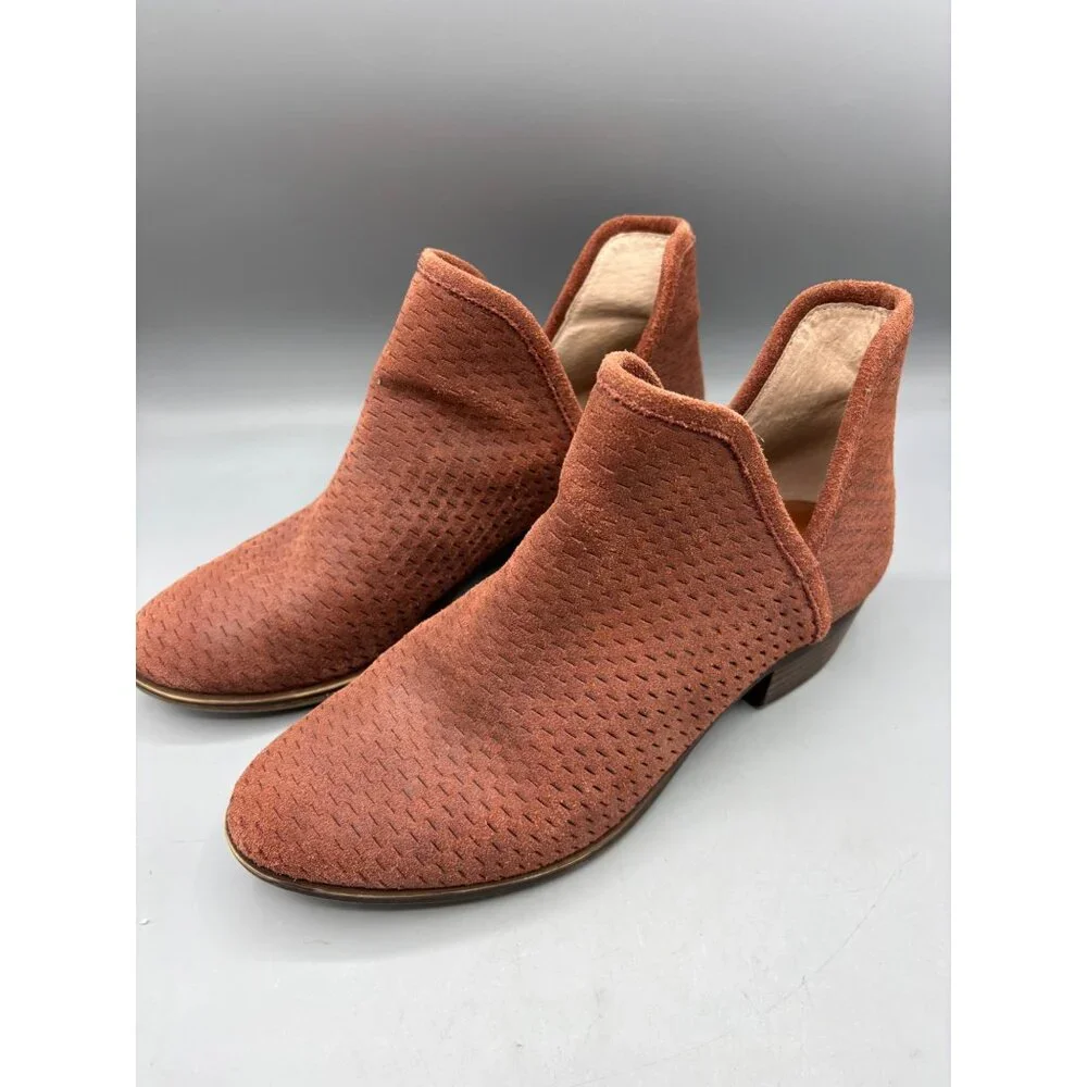 Lucky Brand Womens Booties 8 Baley Cedar Oiled Suede Perforated‎