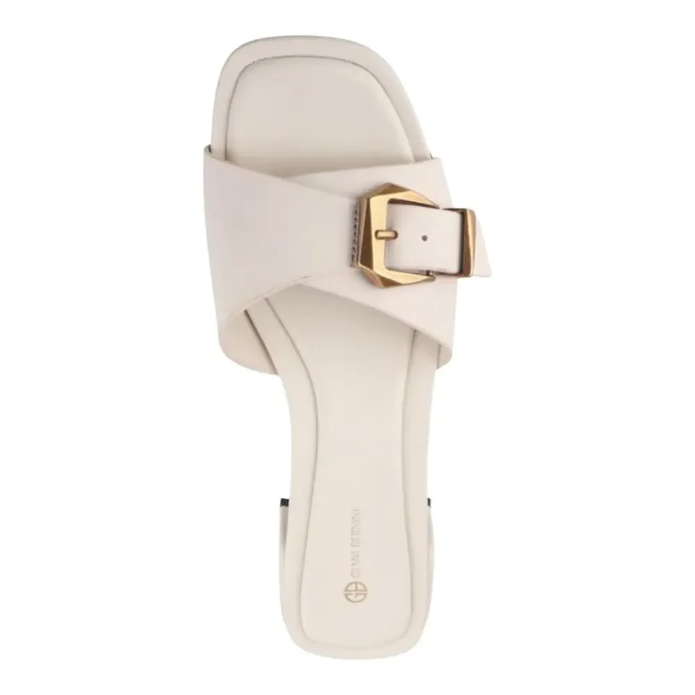 Giani Bernini Womens Kamilla Leather Buckle Block Heel Sandals White Size 10 1/2