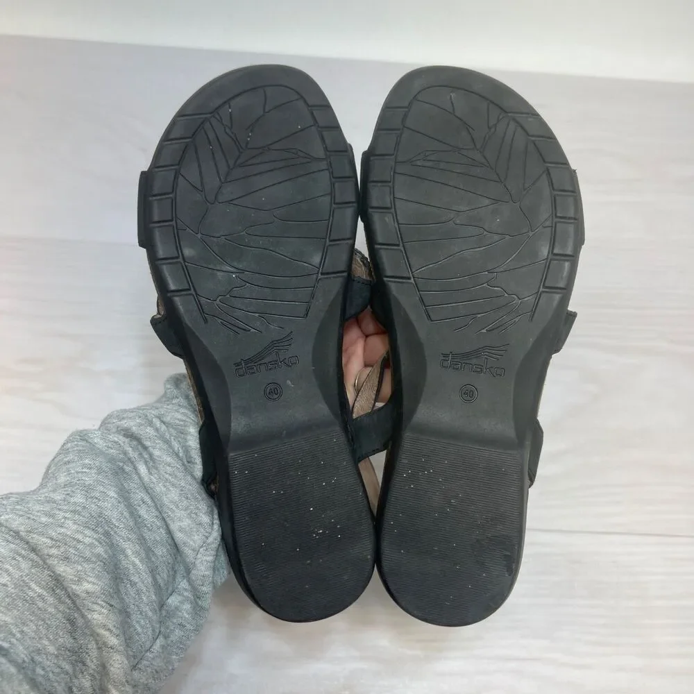 Dansko Reeta Sandals Womens Size 40 Black Beaded Leather Comfort‎ Casual Shoes