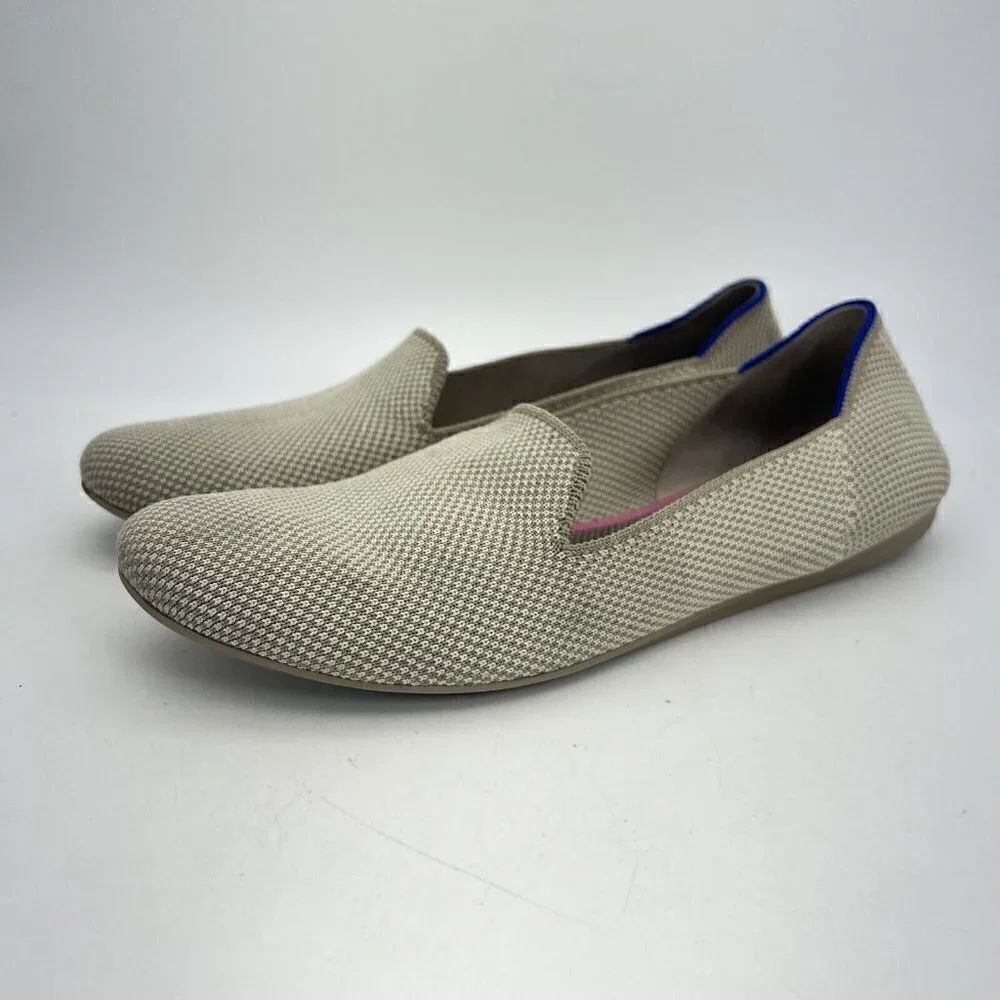 Rothy’s The Loafer Women Size 8 W Knit Flat Slip On Shoes Beige