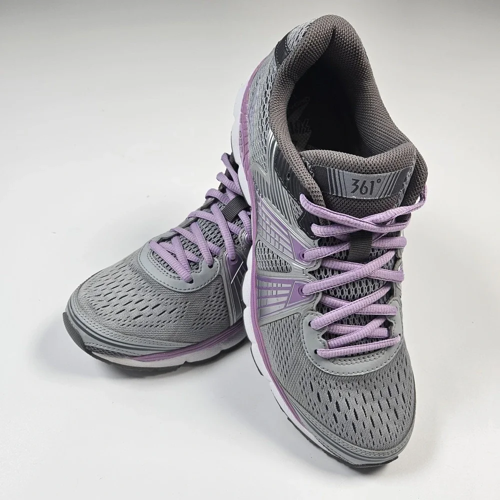 361 Degrees Womens Shield Shoes Sneakers Sz 9 Gray‎ Purple Running Athletic