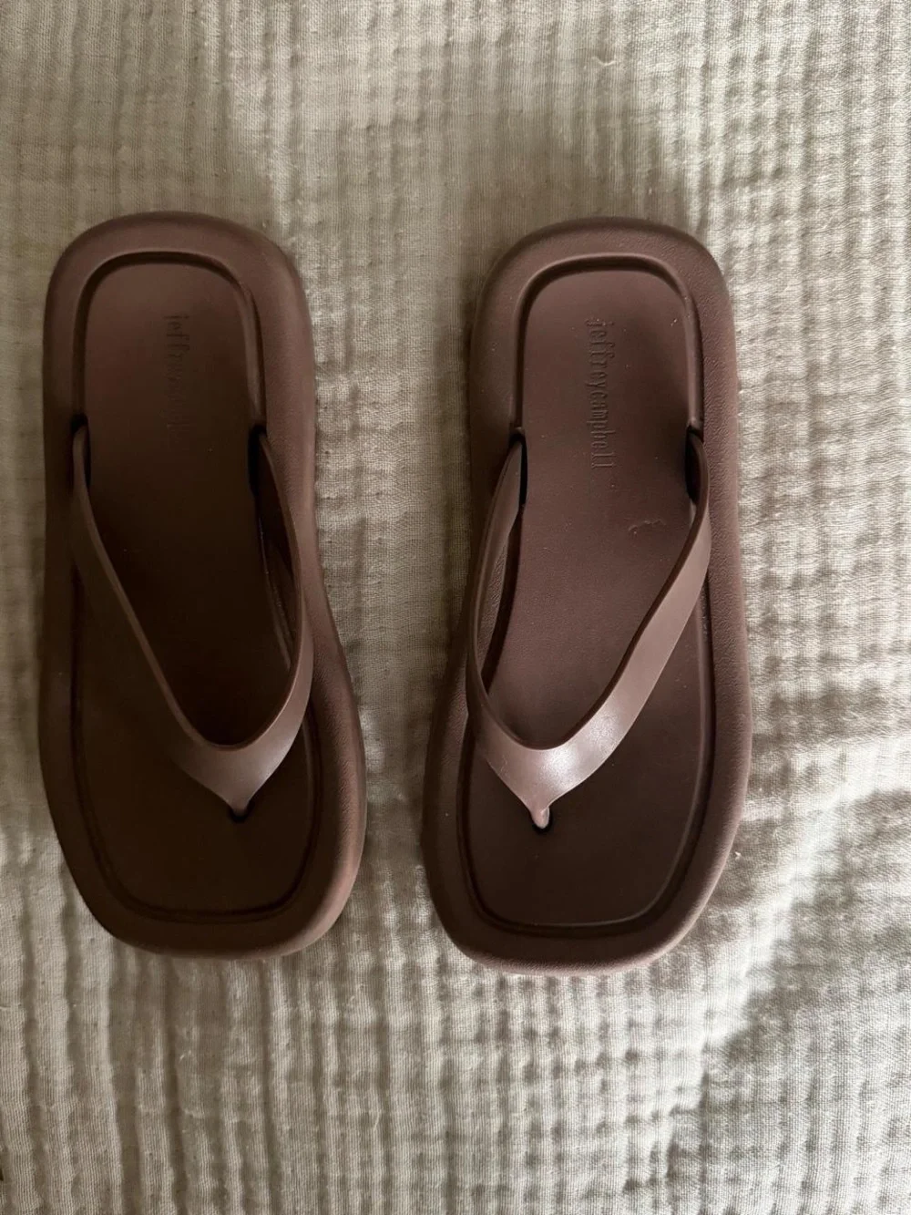 Jeffrey Campbell Brown Square-Toe Flip Flop Sandals