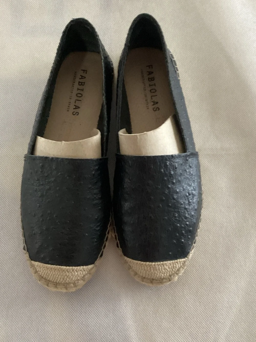 Fabiolas Black Textured Espadrille Slip-Ons