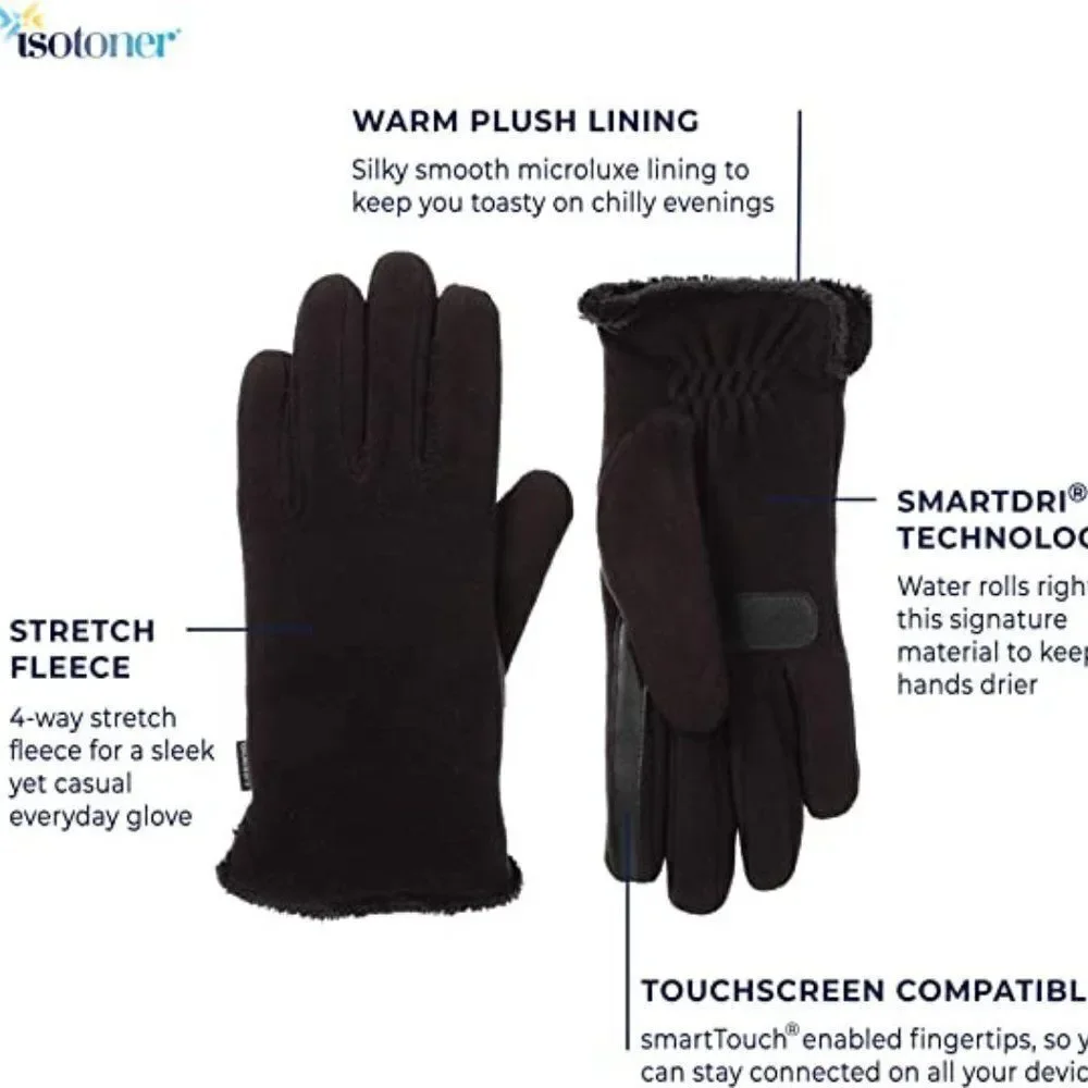 Isotoner Women's Stretch Fleece Gloves with Microluxe and Smart Touch Te…