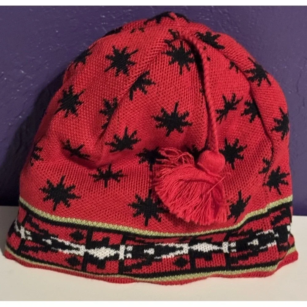 Vintage Patagonia Beanie Wool Tassel Hat L Aztec Made in France 90s Y2K Rare