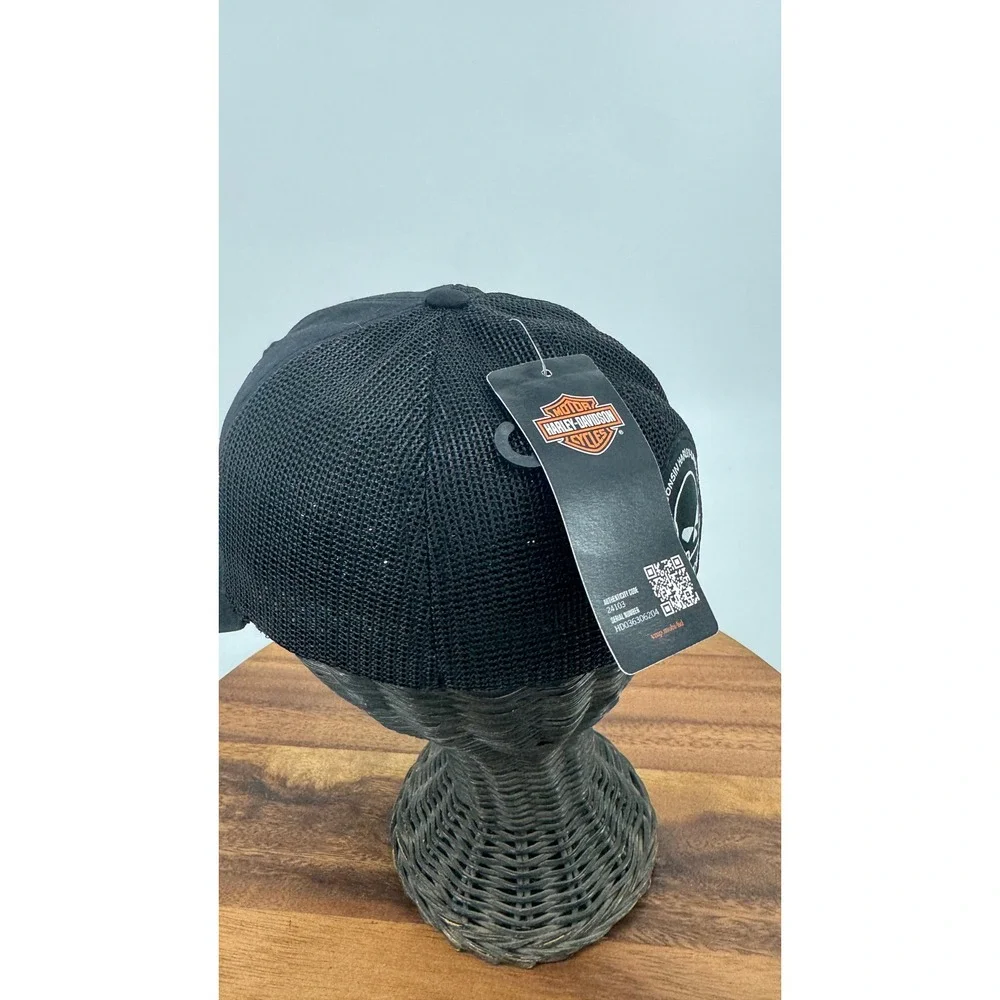Harley-Davidson L Mens Willie G Skull Logo Curved Brim Mesh Trucker Cap Black