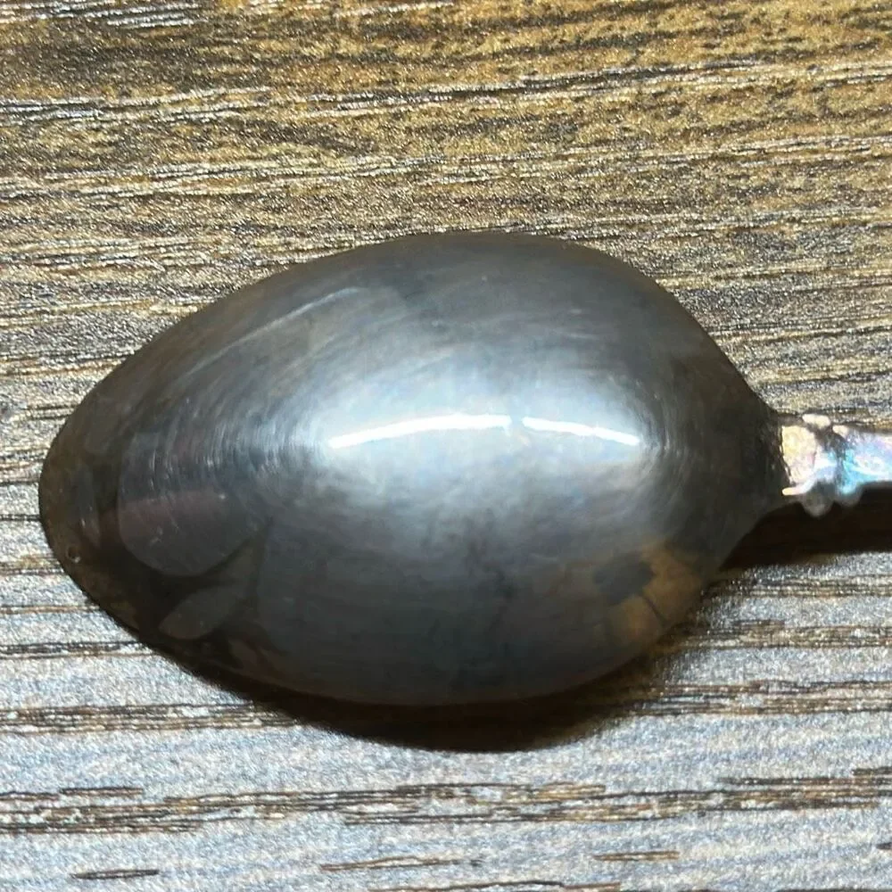Sugar SPOON Silverplate Vintage EXQUISITE EPNS AMBER crystal‎ PINEAPPLE TOP mini