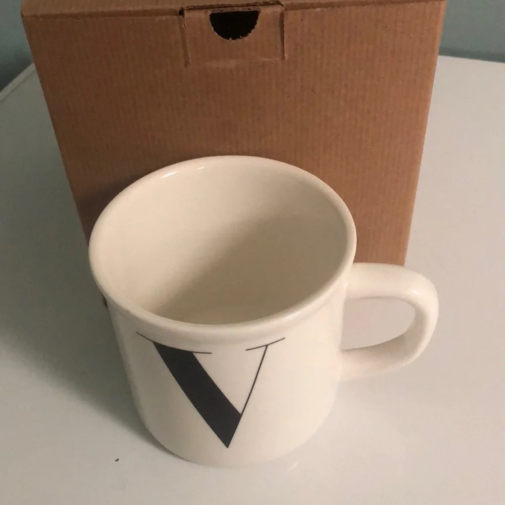 NIB Pottery Barn Initial Mug “V”