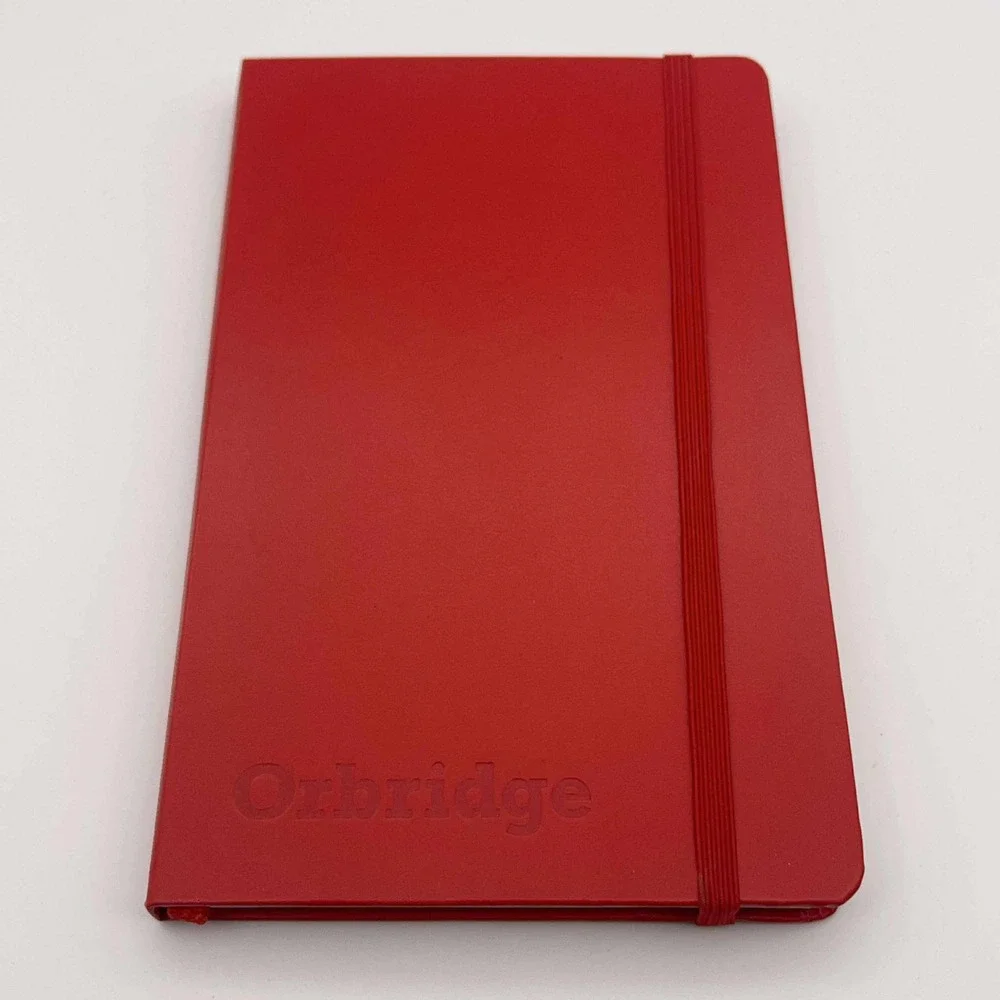 Orbridge Red Notebook Journal Elastic Closure‎ Lined Pages Pocket Folder NEW