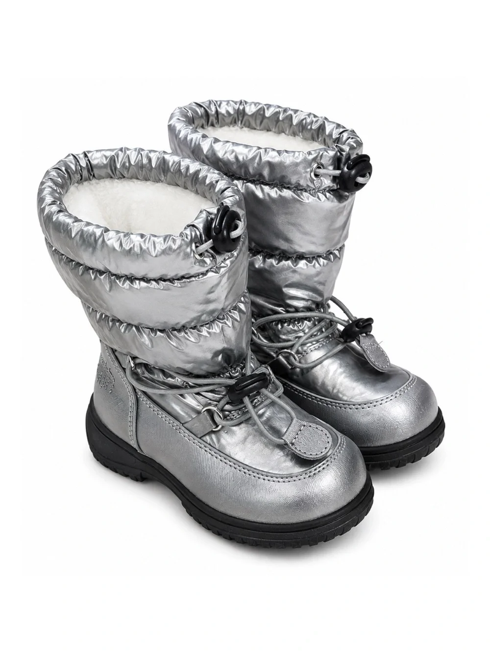 Totes Silver Metallic Waterproof Fleece Lined Toggle Closure Snow Winter Boots 8