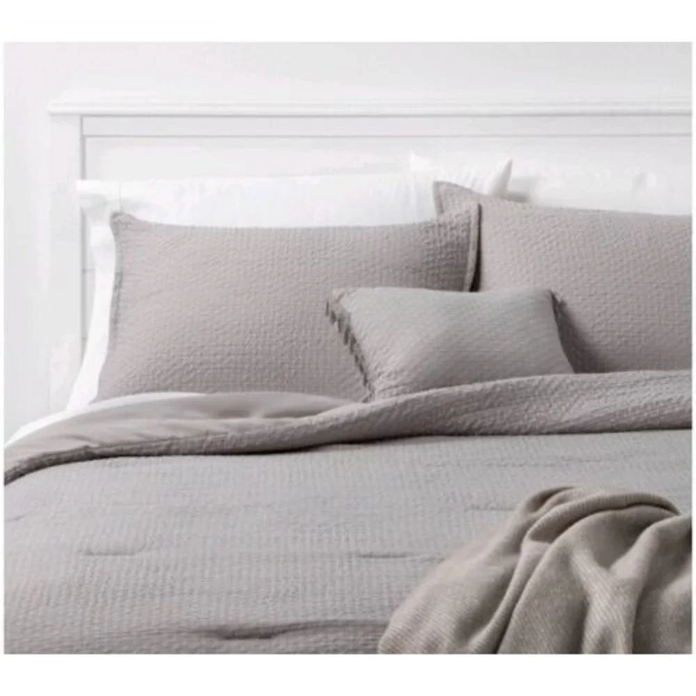 NEW Threshold Full / Queen 5pc Hollins Solid Comforter Set Gray‎