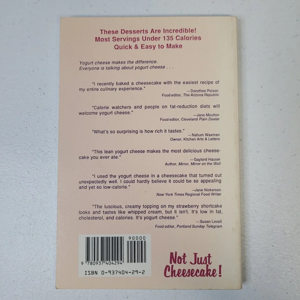 Not Just Cheesecake The Low Fat Cholesterol Calorie Cookbook Yogurt Recipes 1988