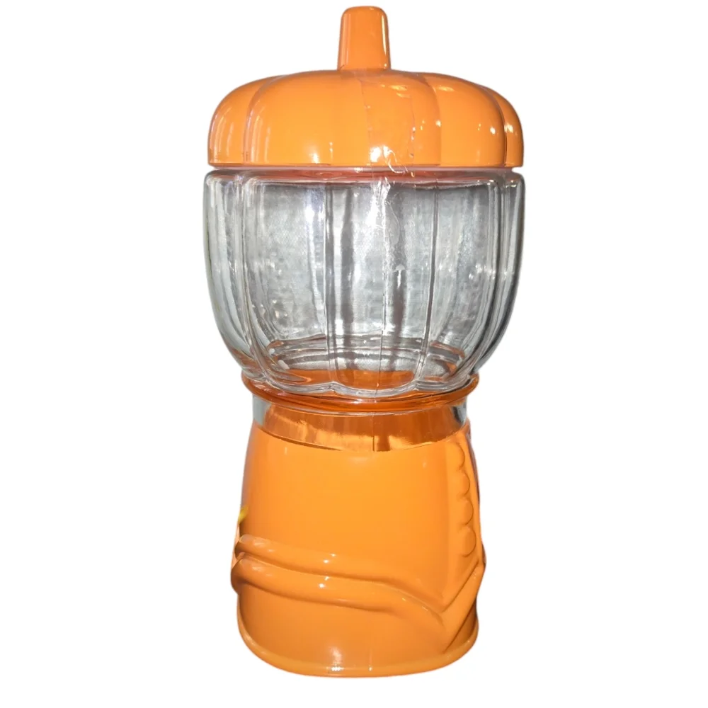 Target Orange Pumpkin Faux Gumball Machine Glass Sealed Storage Canister 9