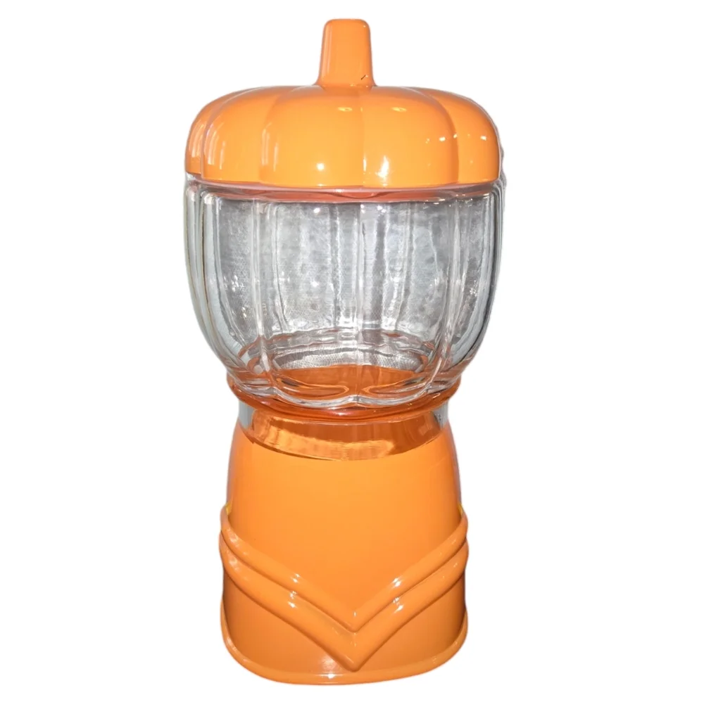 Target Orange Pumpkin Faux Gumball Machine Glass Sealed Storage Canister 9