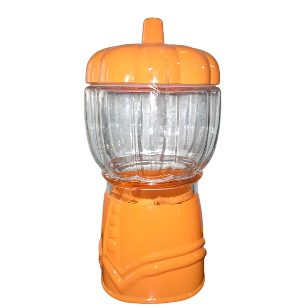 Target Orange Pumpkin Faux Gumball Machine Glass Sealed Storage Canister 9