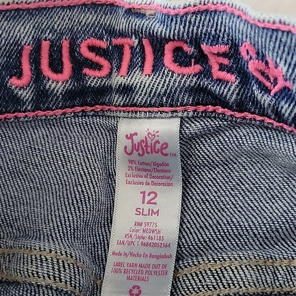 Justice Jeans Bundle 3 Pairs Girls Size 12 Slim Mini Mom Ombre Butterfly Tie Dye