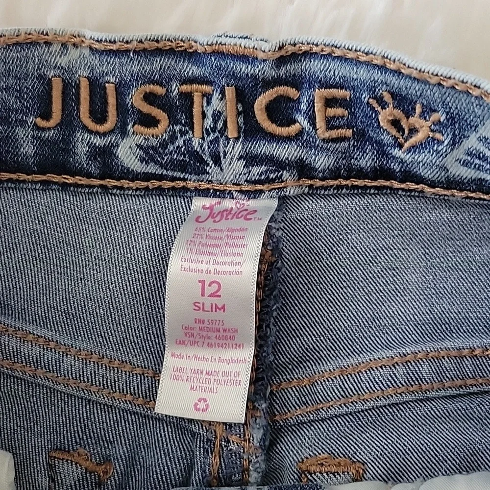 Justice Jeans Bundle 3 Pairs Girls Size 12 Slim Mini Mom Ombre Butterfly Tie Dye