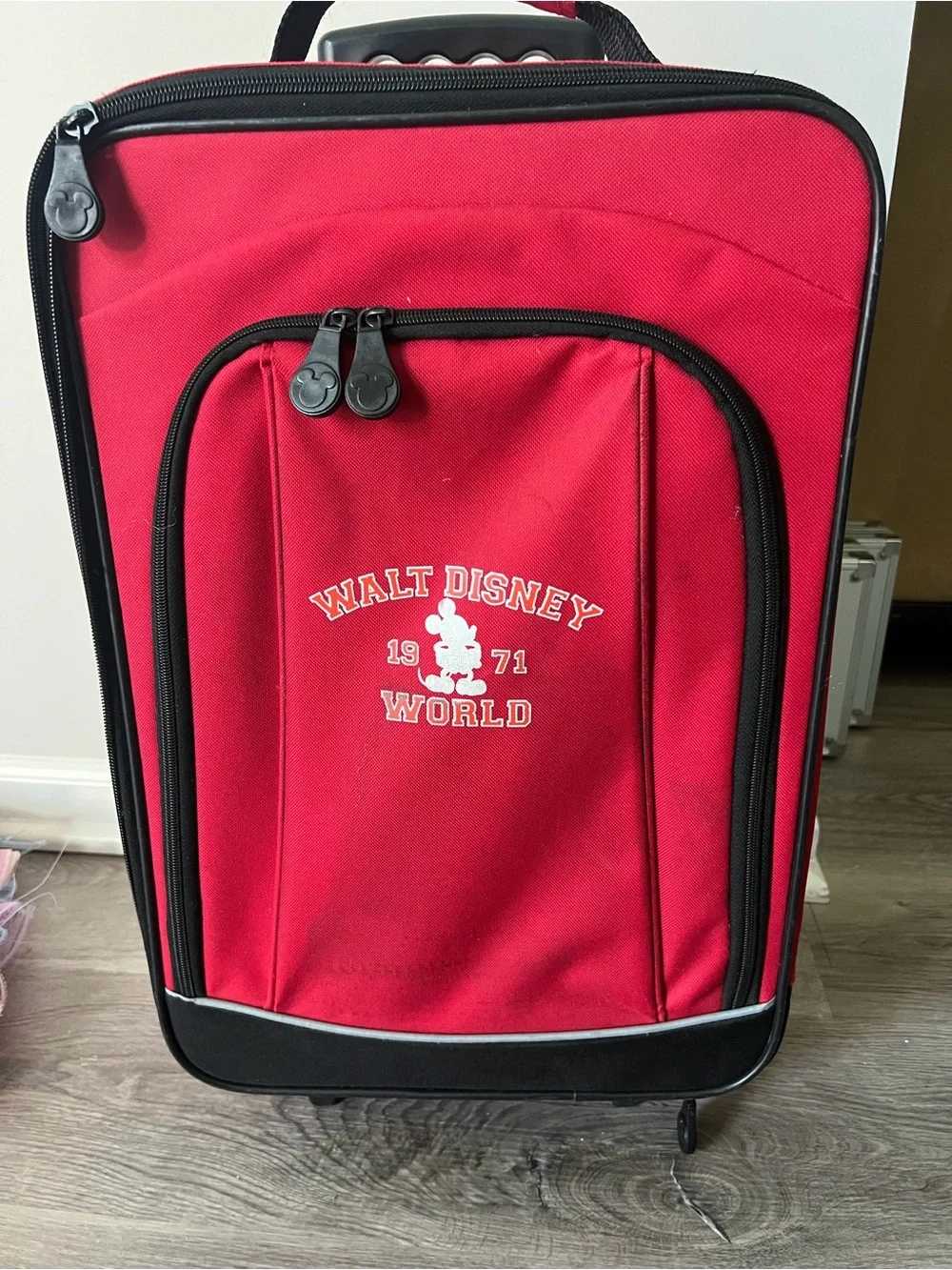 Disney Red Walt Disney World Rolling Suitcase with Black Trim