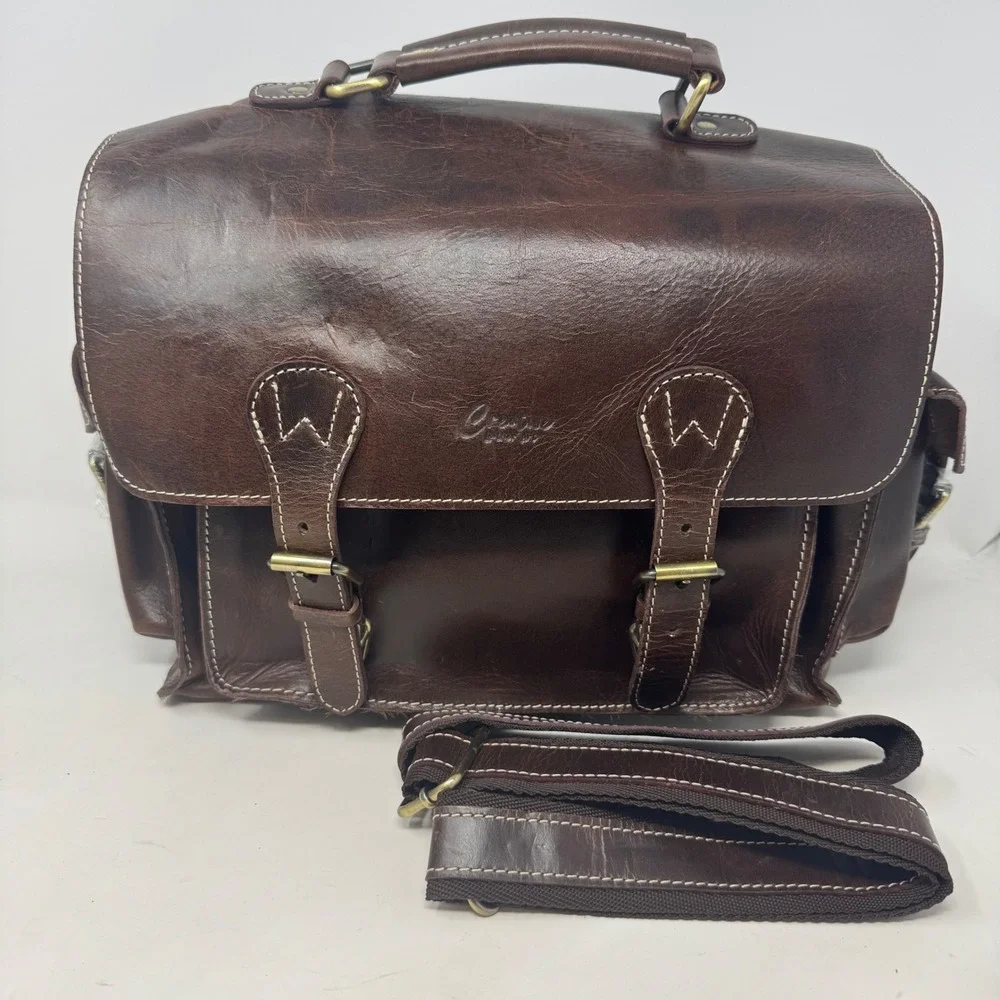 Creative Leather Arts Messenger Bag for Cameras Brown for DSLR Cameras New