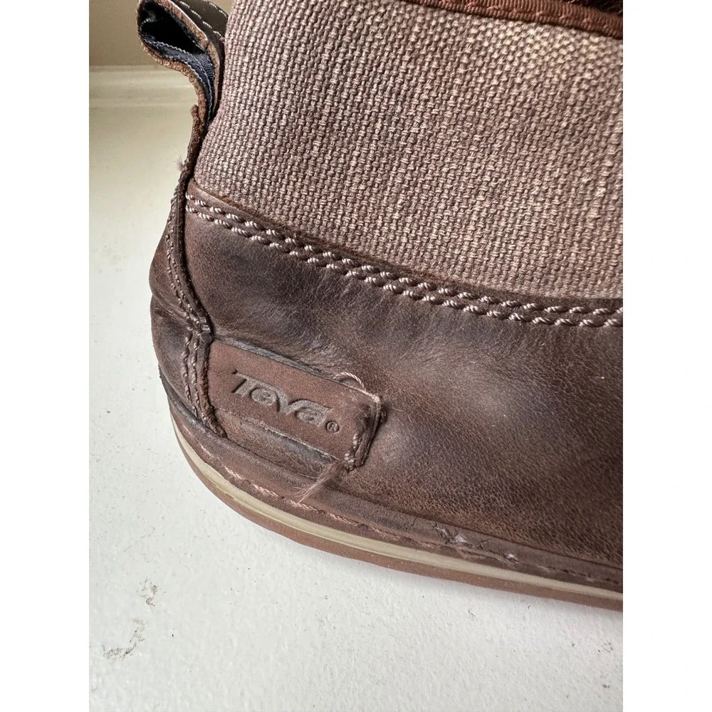 Teva burlap leather