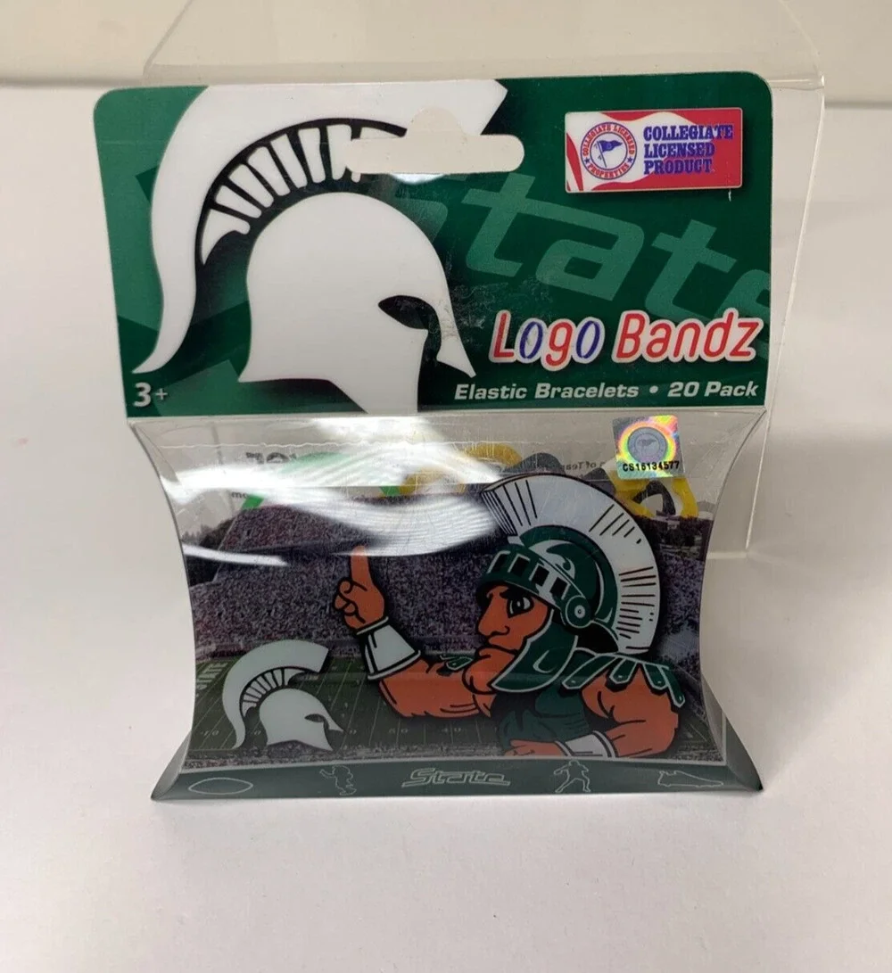 Michigan State Spartans Logo Bandz Elastic Bracelets 20 Pieces Football Themed