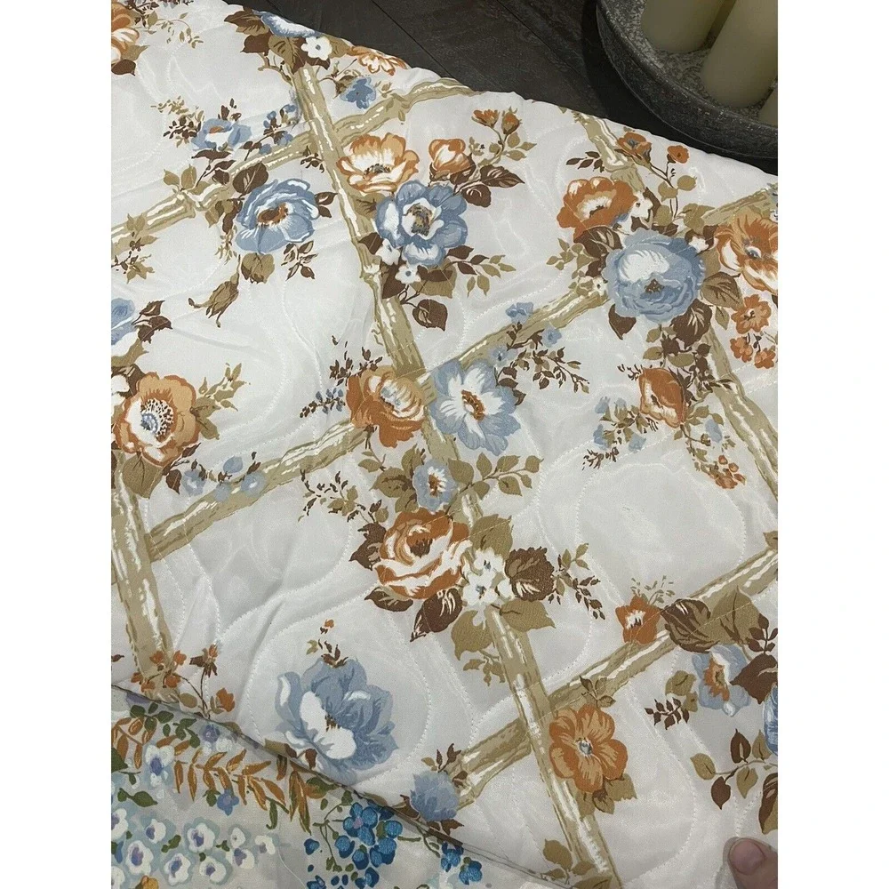 Vtg Quilted Pillow Shams Floral 4 Garden‎ Cottagecore 50s 60s Zippers JoMar