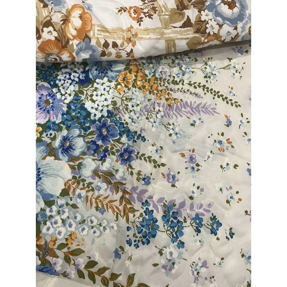 Vtg Quilted Pillow Shams Floral 4 Garden‎ Cottagecore 50s 60s Zippers JoMar