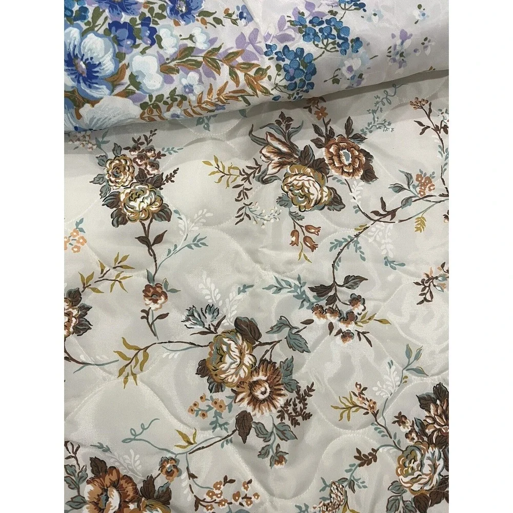 Vtg Quilted Pillow Shams Floral 4 Garden‎ Cottagecore 50s 60s Zippers JoMar
