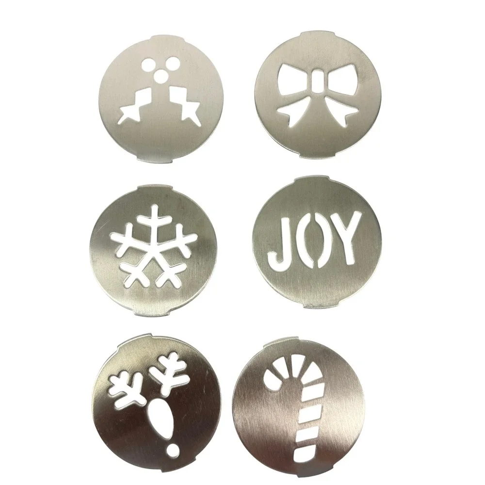 Wilton Christmas Cookie Press Discs 6pc Stainless‎ Plates Holiday NO DISPENSER