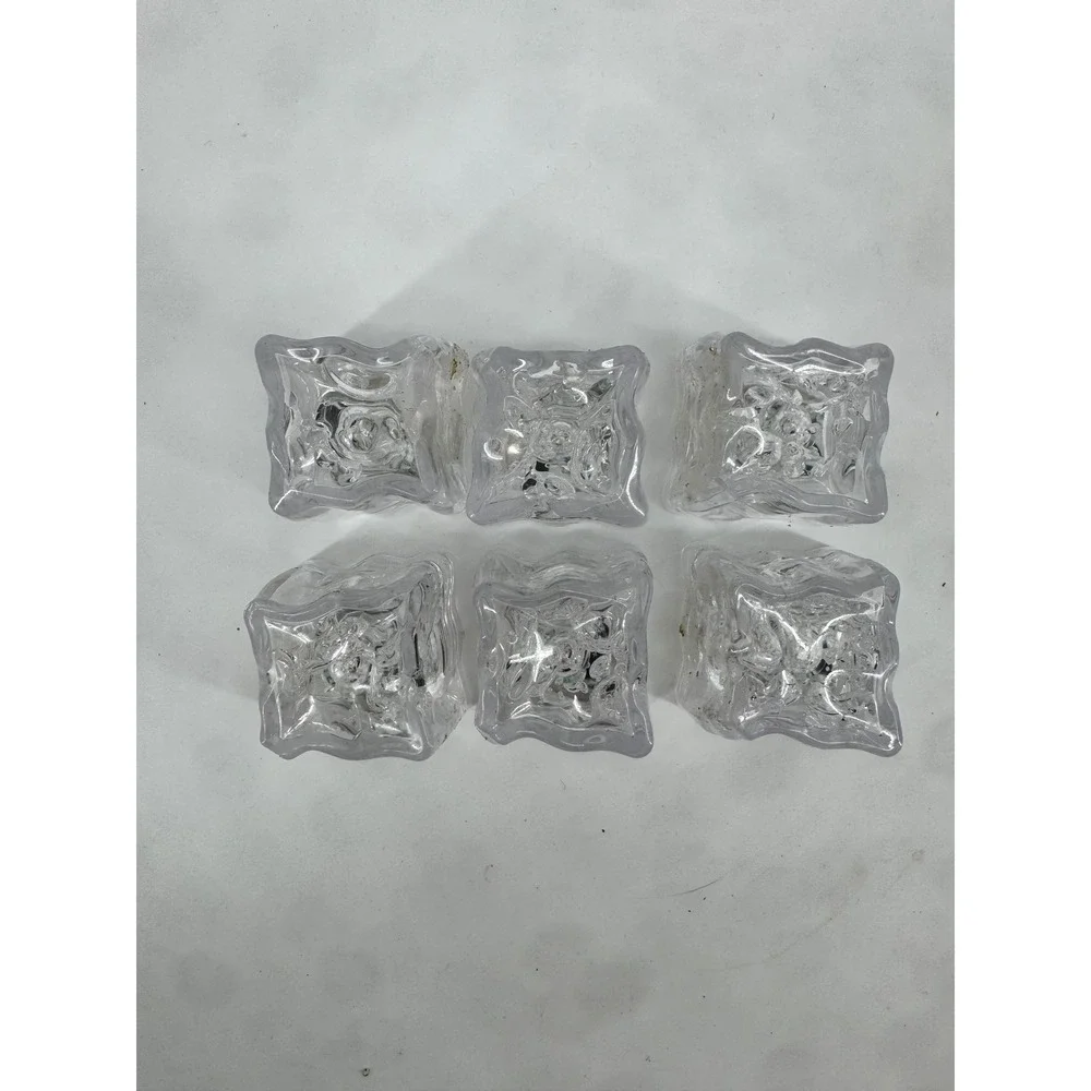 Set of 6 LED Light Up Ice Cubes Multi-Color Flashing Reusable Party Decor Clear