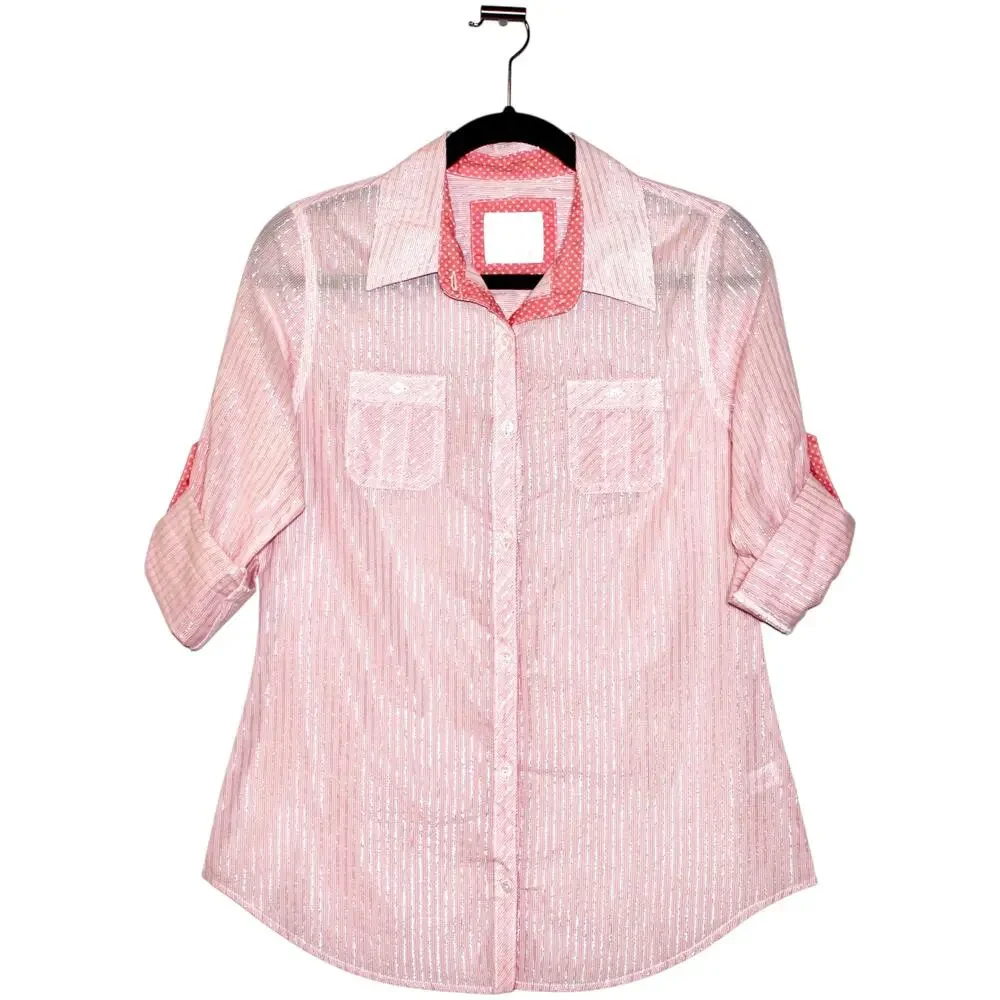 Justice Pink Metallic Button Down Size 18 Girl's