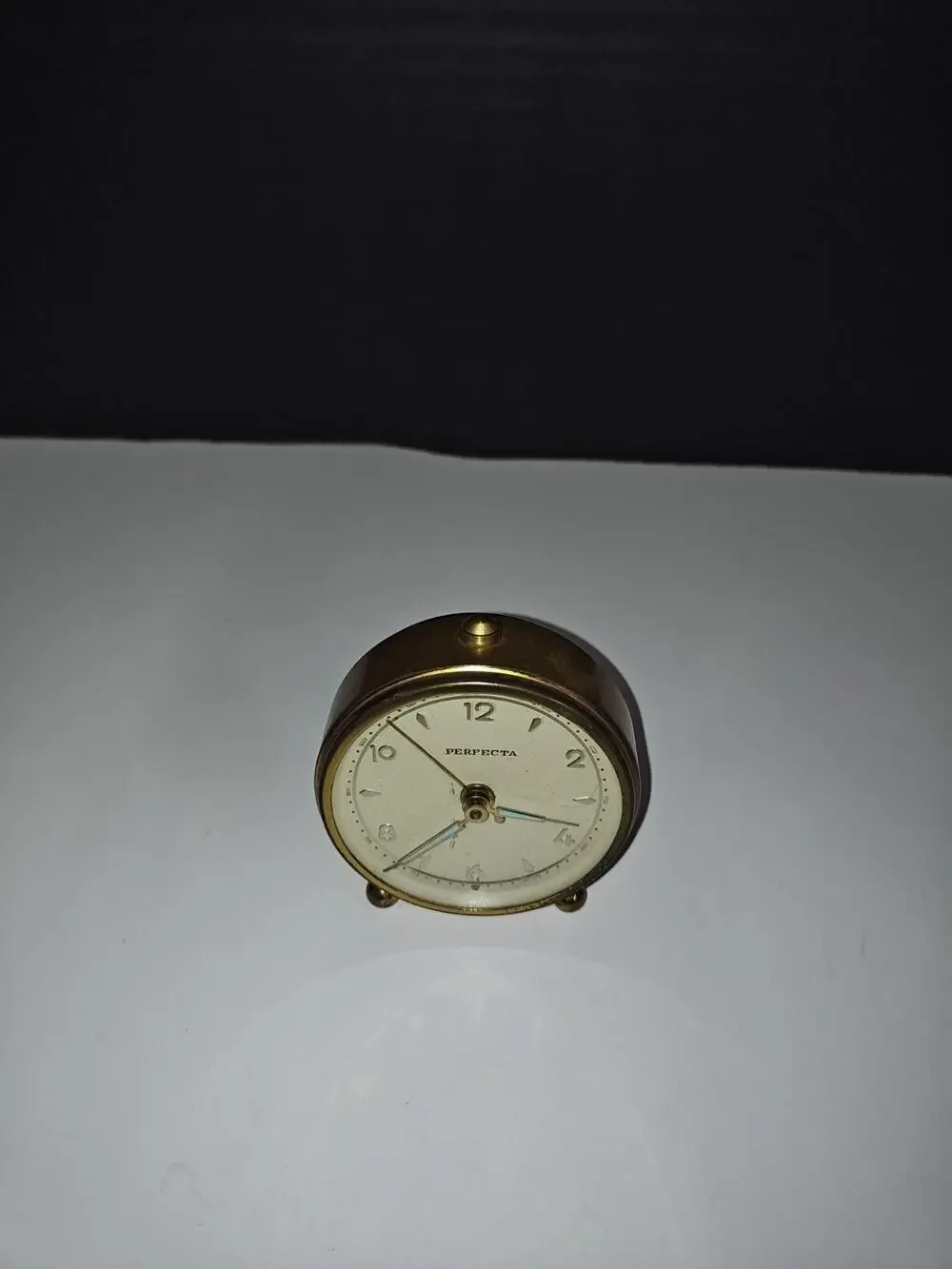 Vintage MCM Perfecta Wind-Up Alarm Desk Clock Glowing Hands West Germany