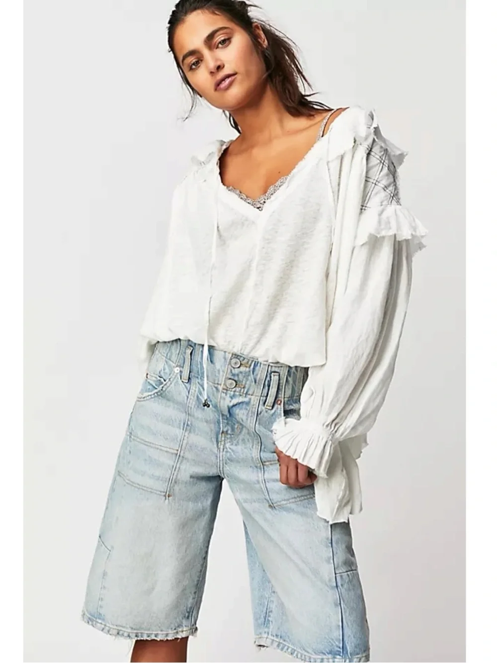 Free People Edwardian Romantic Ethereal Ally  Tunic in Optic White Medium NEW