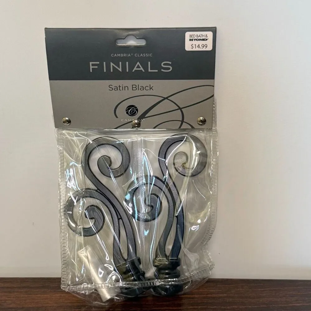 Cambria Classic Finials satin black 5” NIB