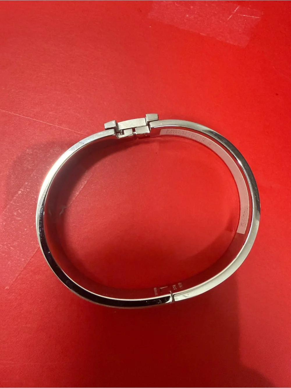 Hermes La Maison Stainless Steel H Cuff with Dark Brown Enamel