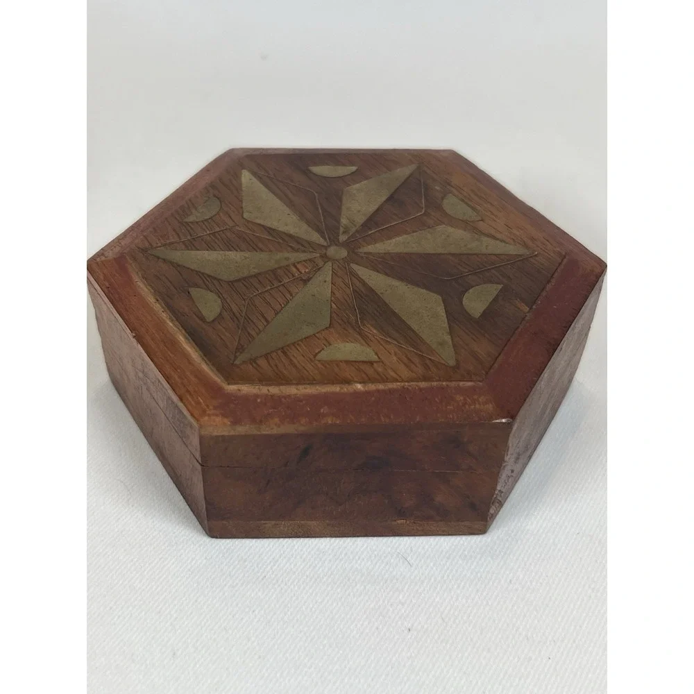 Hexagon wood brass