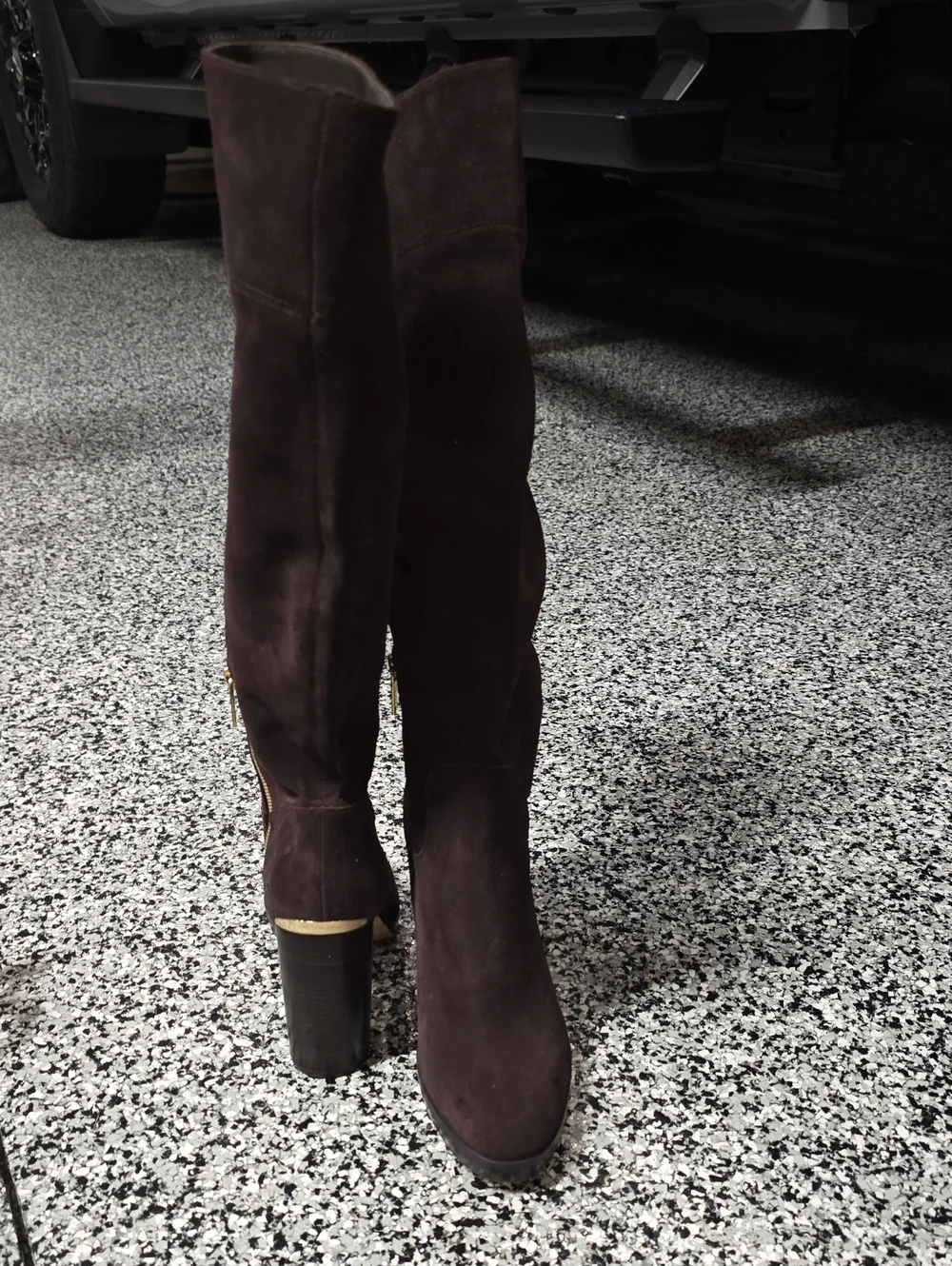 Michael Kors Dark Brown Suede Over-the-Knee Block Heel Boots