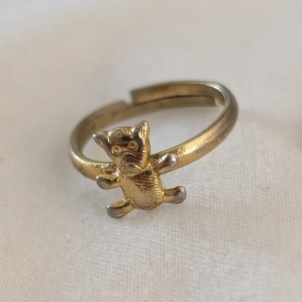 Child's Adjustable Teddy‎ Bear Ring and Earring Set