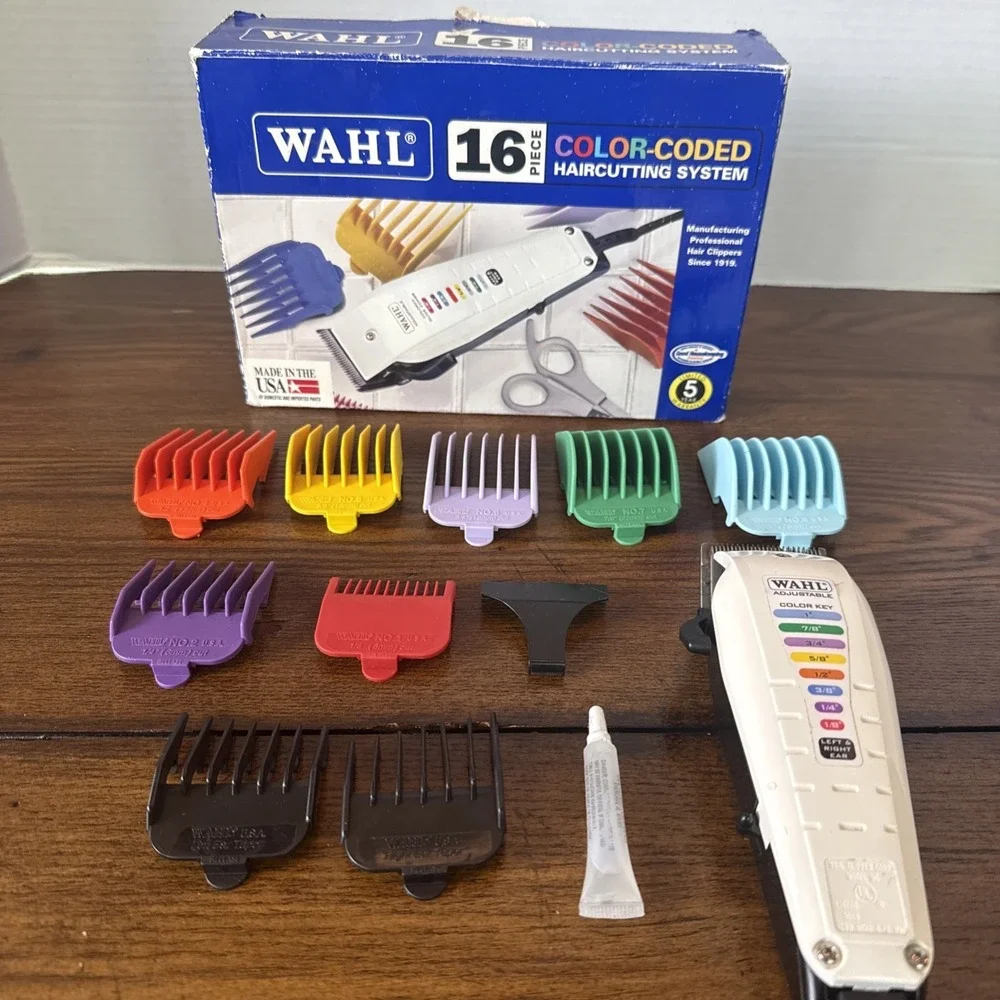 Wahl Color Code‎ 16-Piece Haircut Kit White/Black Clippers Model 79400 USA