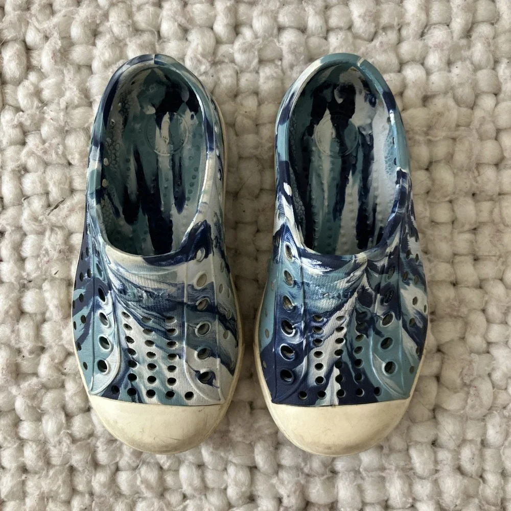 Native‎ Jefferson Youth Girl Boy Slip-On Blue Tie Die Size C7 Shoes Water