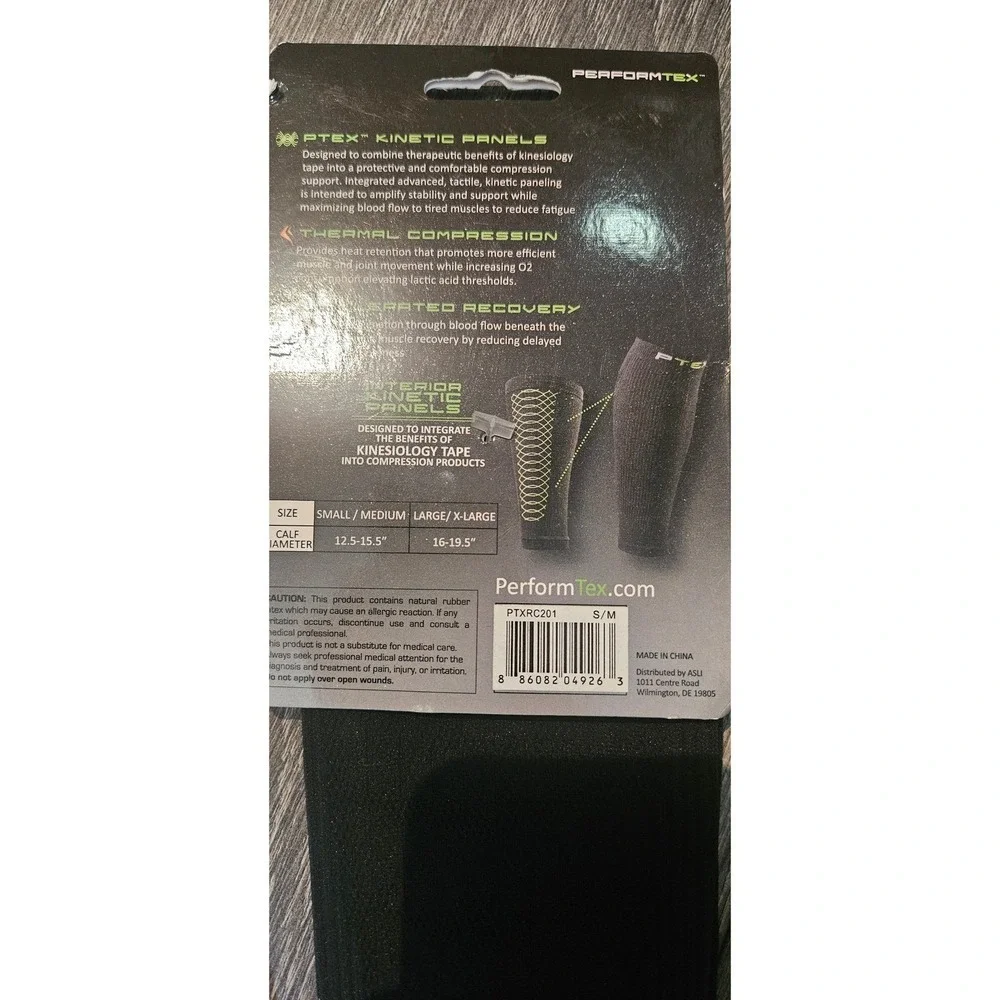 Ptex Kinetic Woven Calf Sleeve Size S/M + Leg Kinesiology Tape‎ Quick Pack
