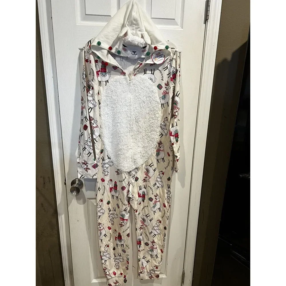 NWT Justice Christmas‎ Llama One Piece Sleep Over Outfit Size Girls 18 Plus