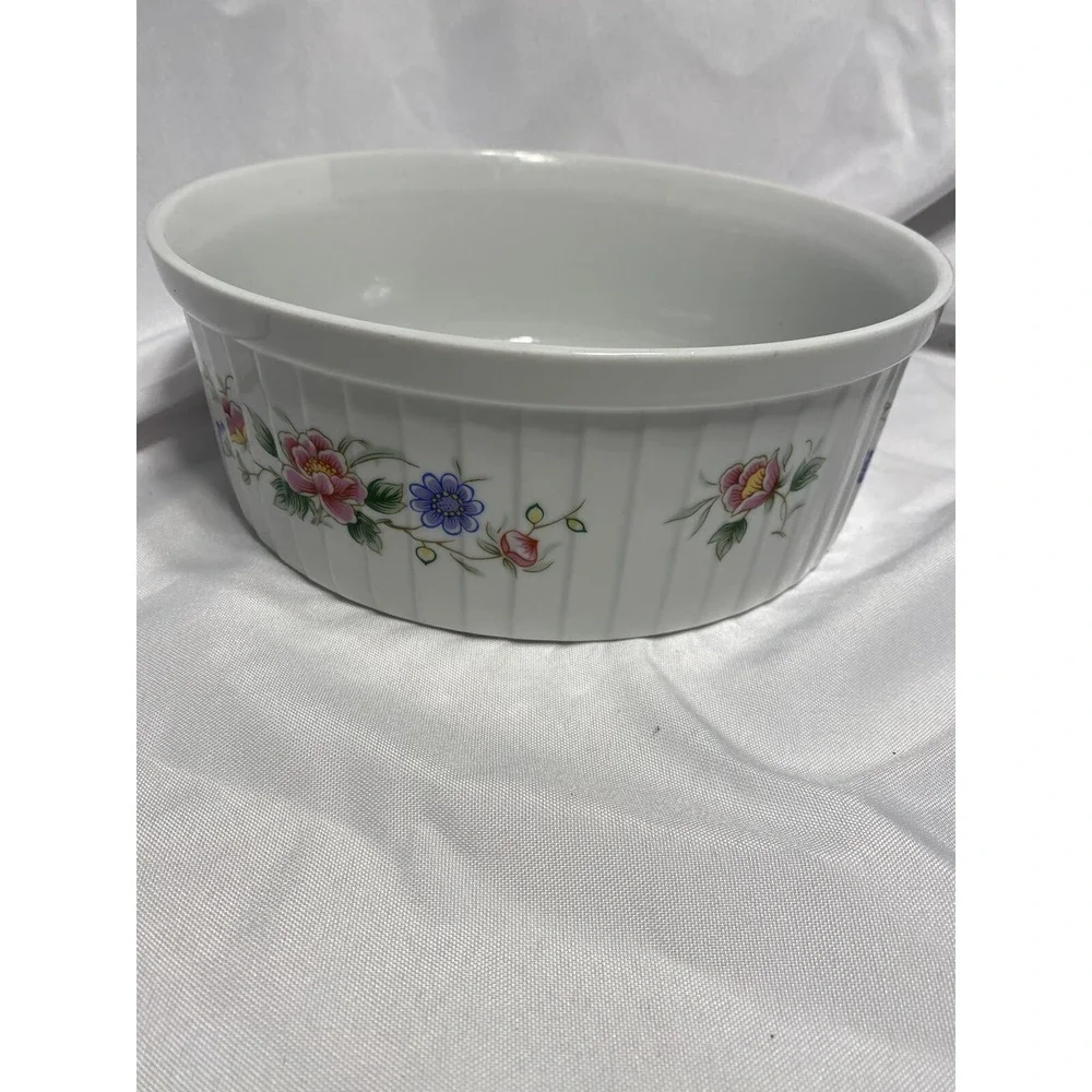 spring night vintage‎ oven to table bake ware bowl casserole dish 7827 floral