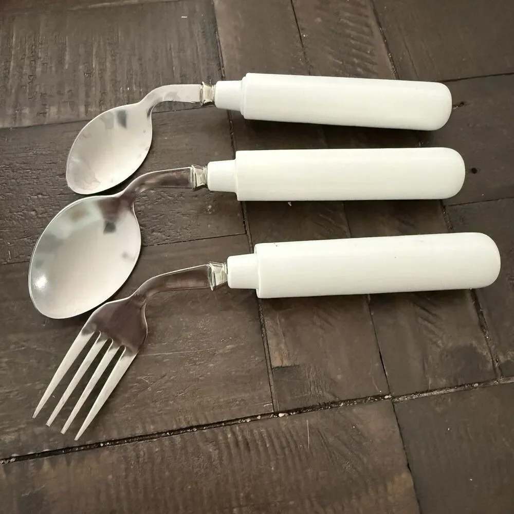 Adaptive Utensils 3 Piece Kitchen Set Weighted Non-Slip Handles Hand Tremors