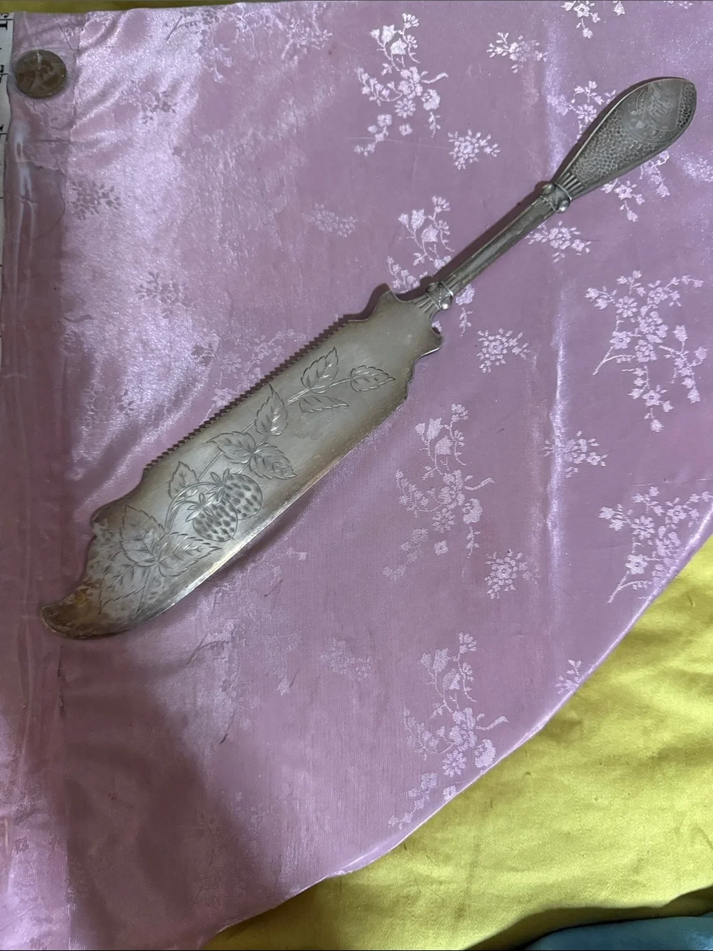 Antique silver, plated, Reed & Barton Engraved Silver Cake Server