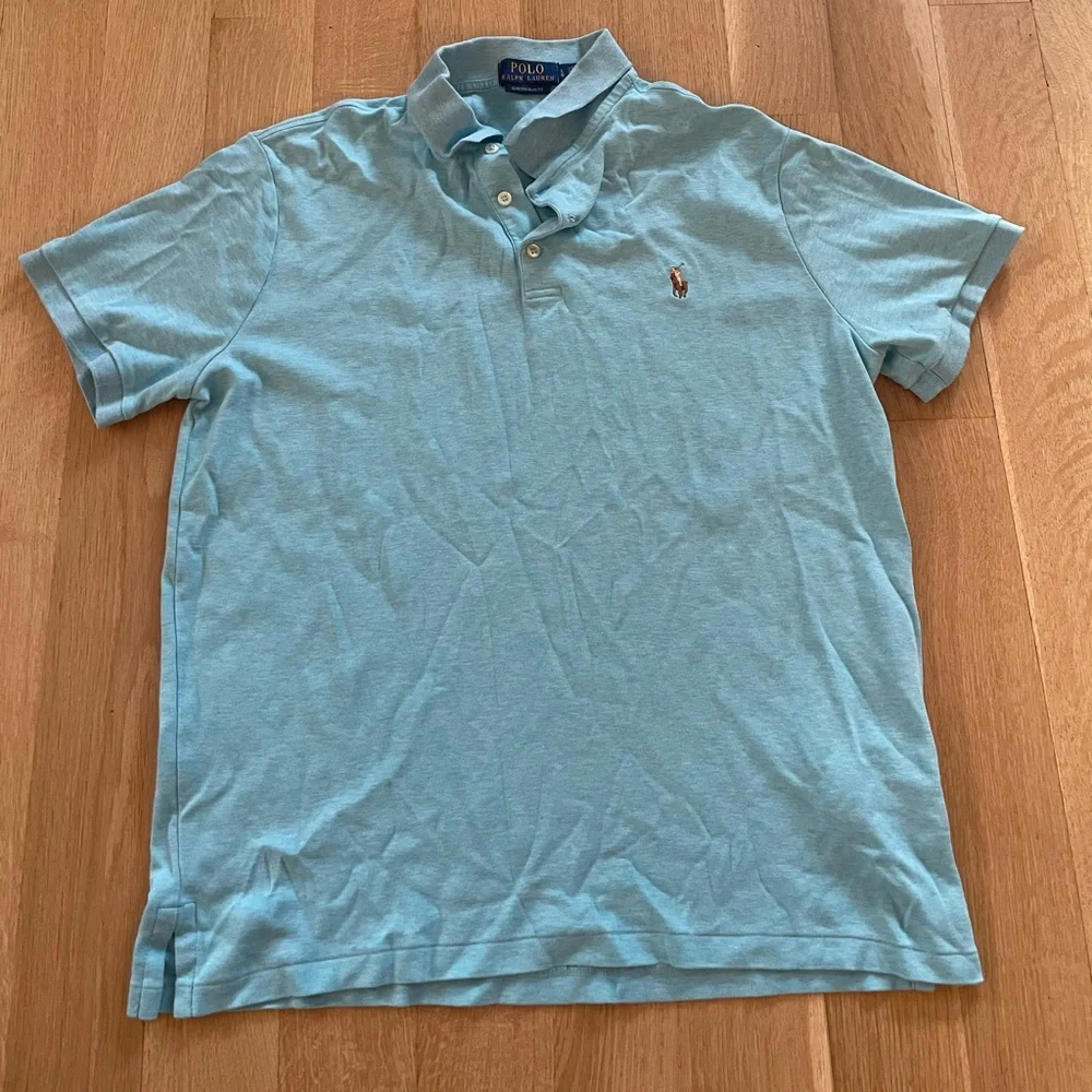 Ralph Lauren Light Blue Polo Shirt with Multi Color Pony Logo