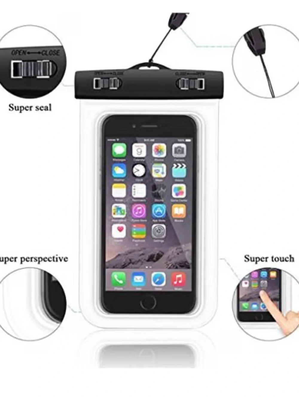 Clear Waterproof Phone Pouch with Black Lock